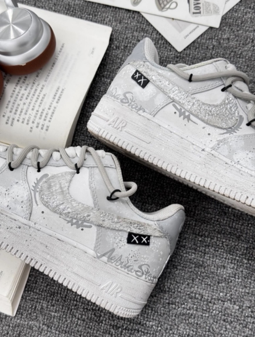 【訂製鞋款】Nike Air Force 1 星云 空軍一號 灰白 CW2288-111(Team726-星云)