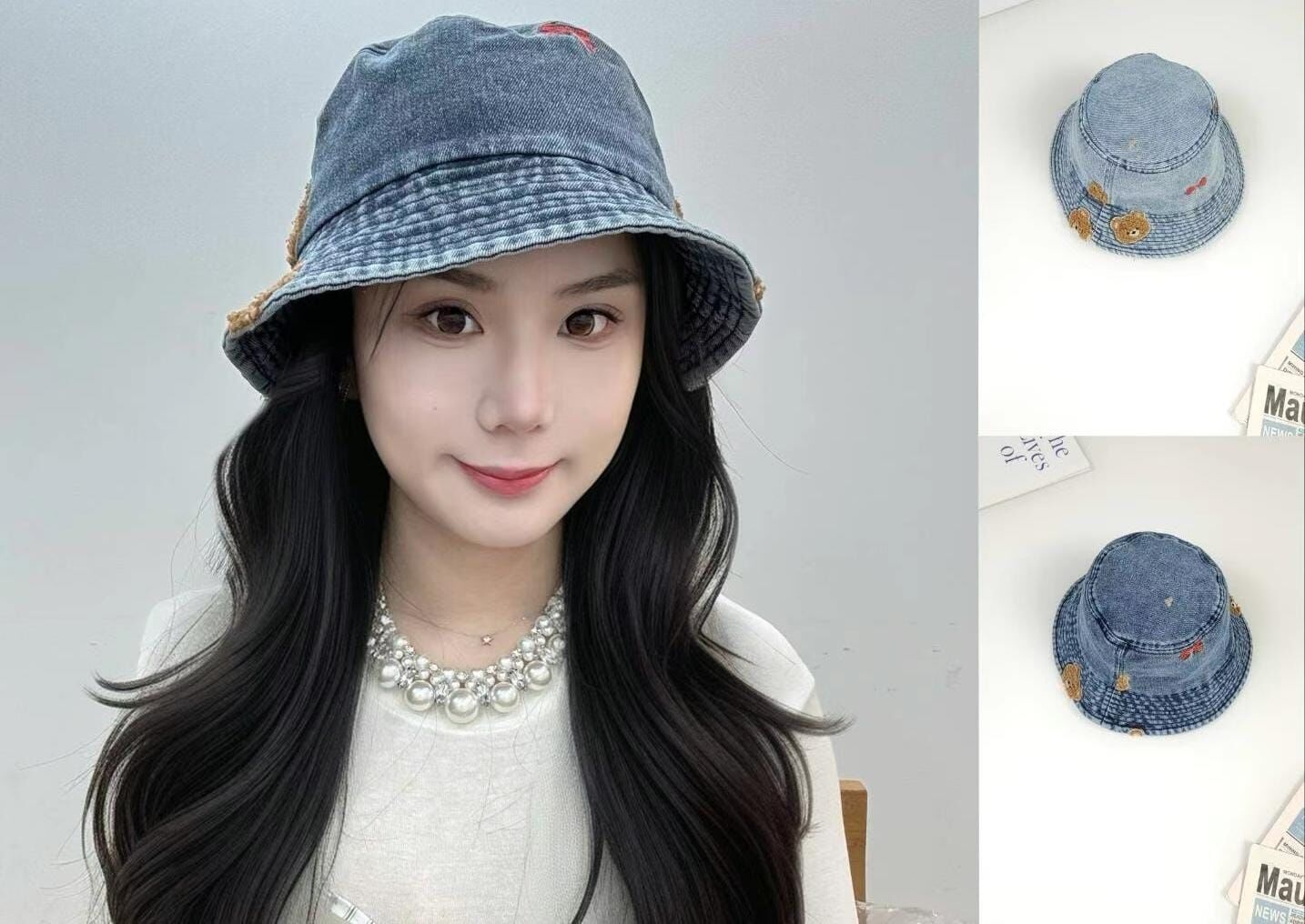 TH4426 熊仔刺繡水洗牛仔帽