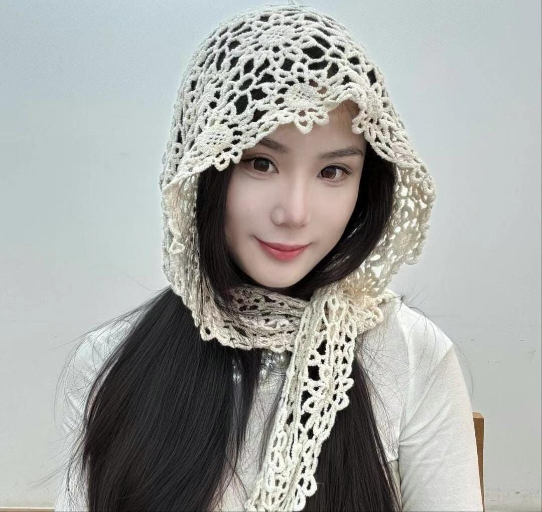 TH4427 全花鏤空可愛頭巾