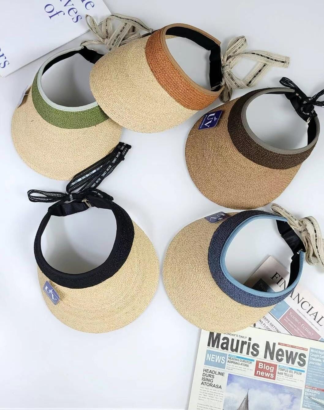 TH4428 防UV拼色蝴蝶結遮陽帽