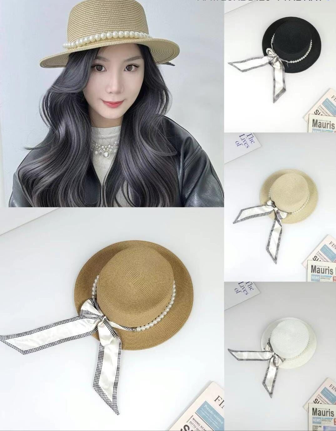 TH4433 珍珠絲帶草帽