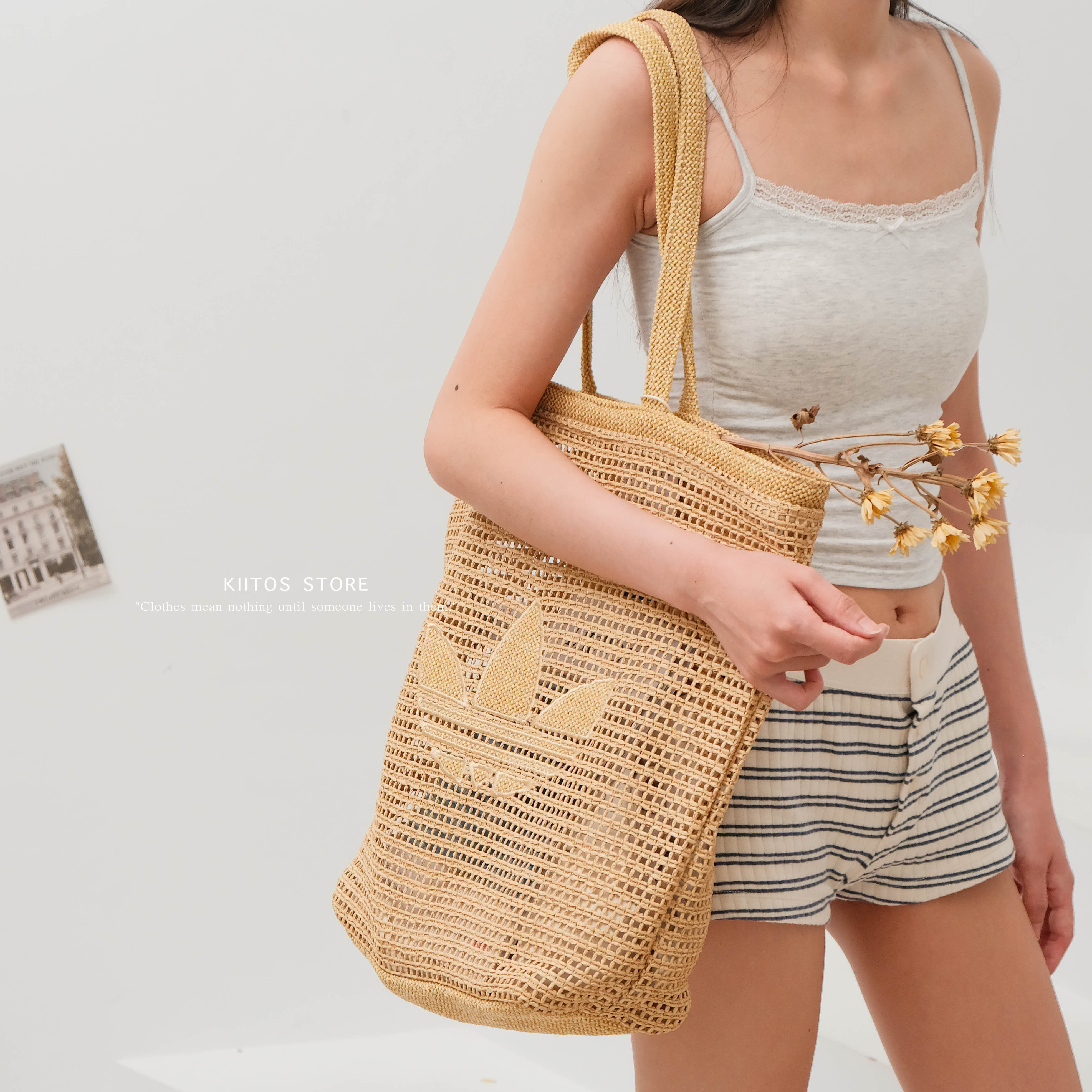 現貨  Adidas Knitting 三葉草 編織 托特包 KC1421