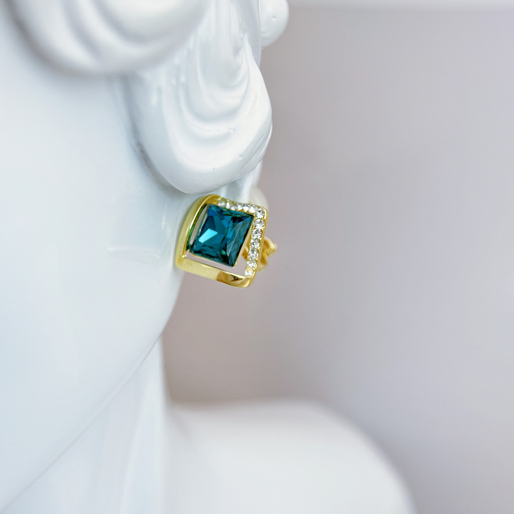 冷調方鑽冷豔耳夾