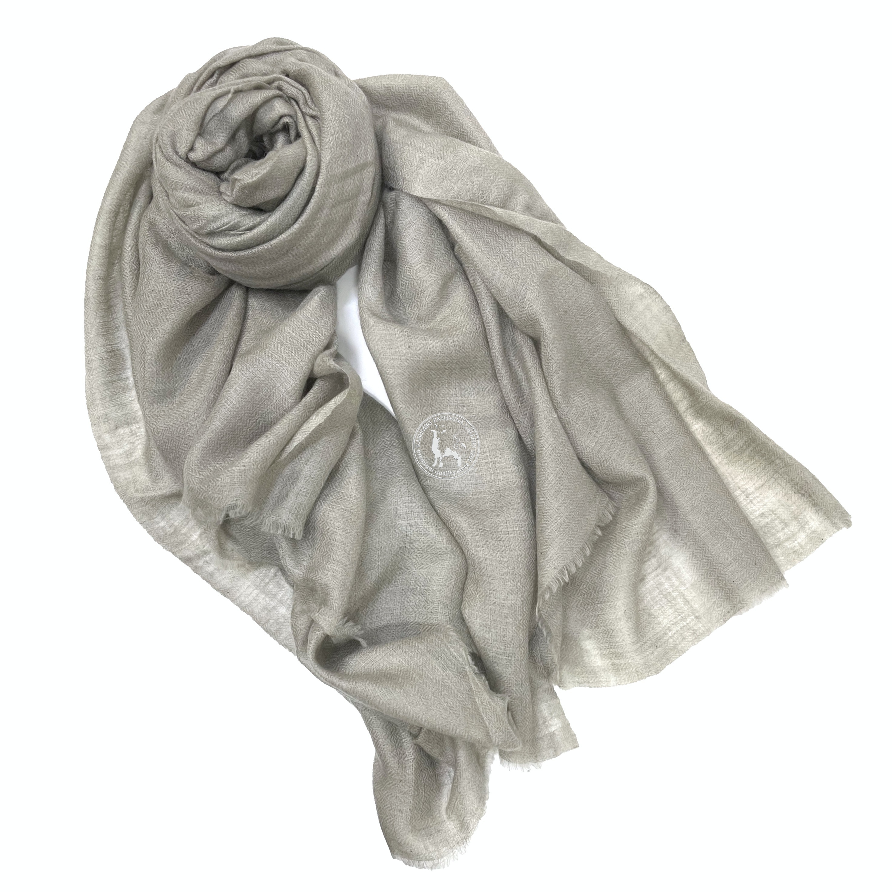 灰綠色喀什米爾手工編織頸部羊絨披肩圍巾