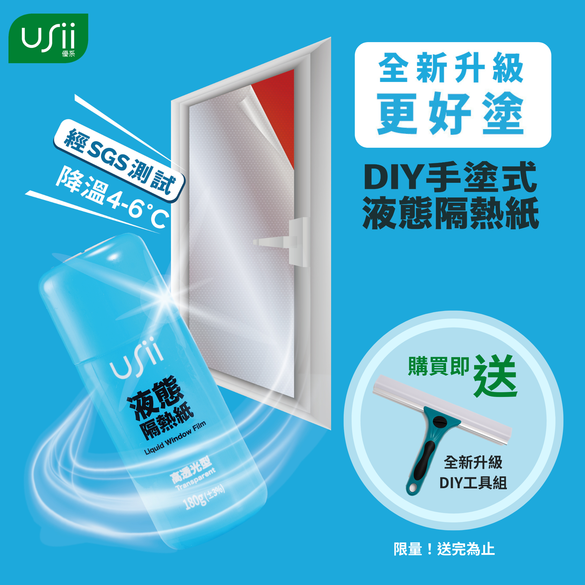 USii 液態隔熱紙 (適用居家玻璃) 贈全新升級DIY工具組
