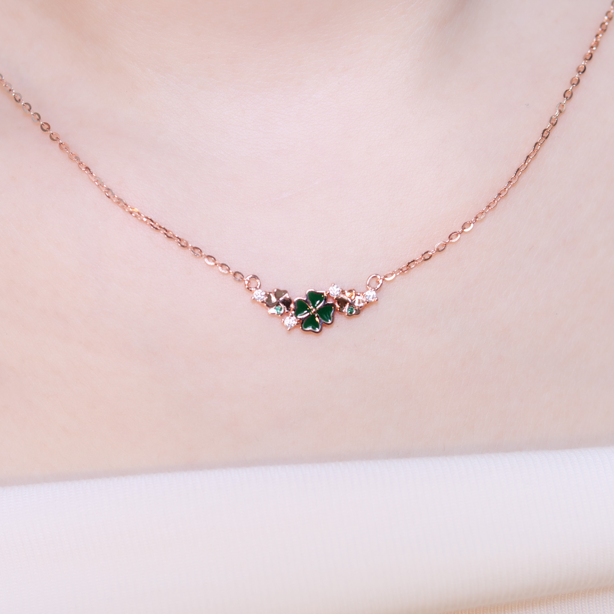 | 925純銀・厚鍍白金・ 厚鍍玫瑰金 | 聚集小幸福項鍊 (銀/玫瑰金) | NE1412 |