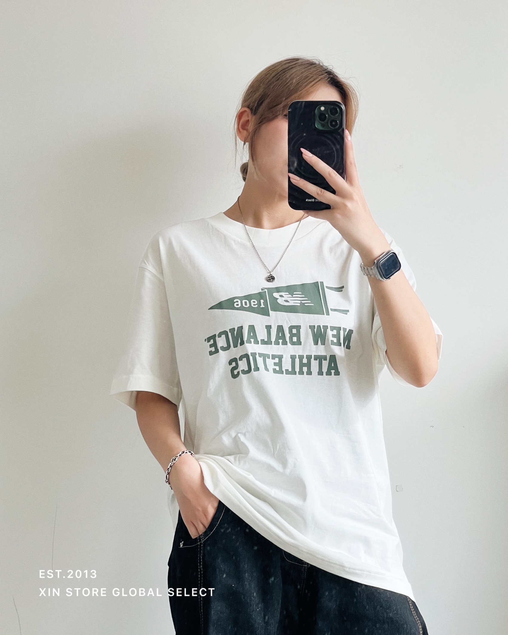 New Balance Varsity Pennant 三角旗 標誌 短袖 杜松綠 白