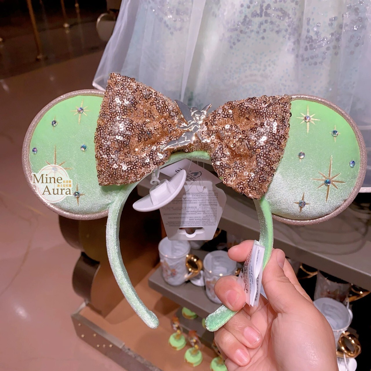 奇妙8周年系列 奇妙仙子 Tinker Bell 蝴蝶結 造型 髮圈 髮箍 小飛俠 彼得潘 Peter Pan-上海迪士尼樂園