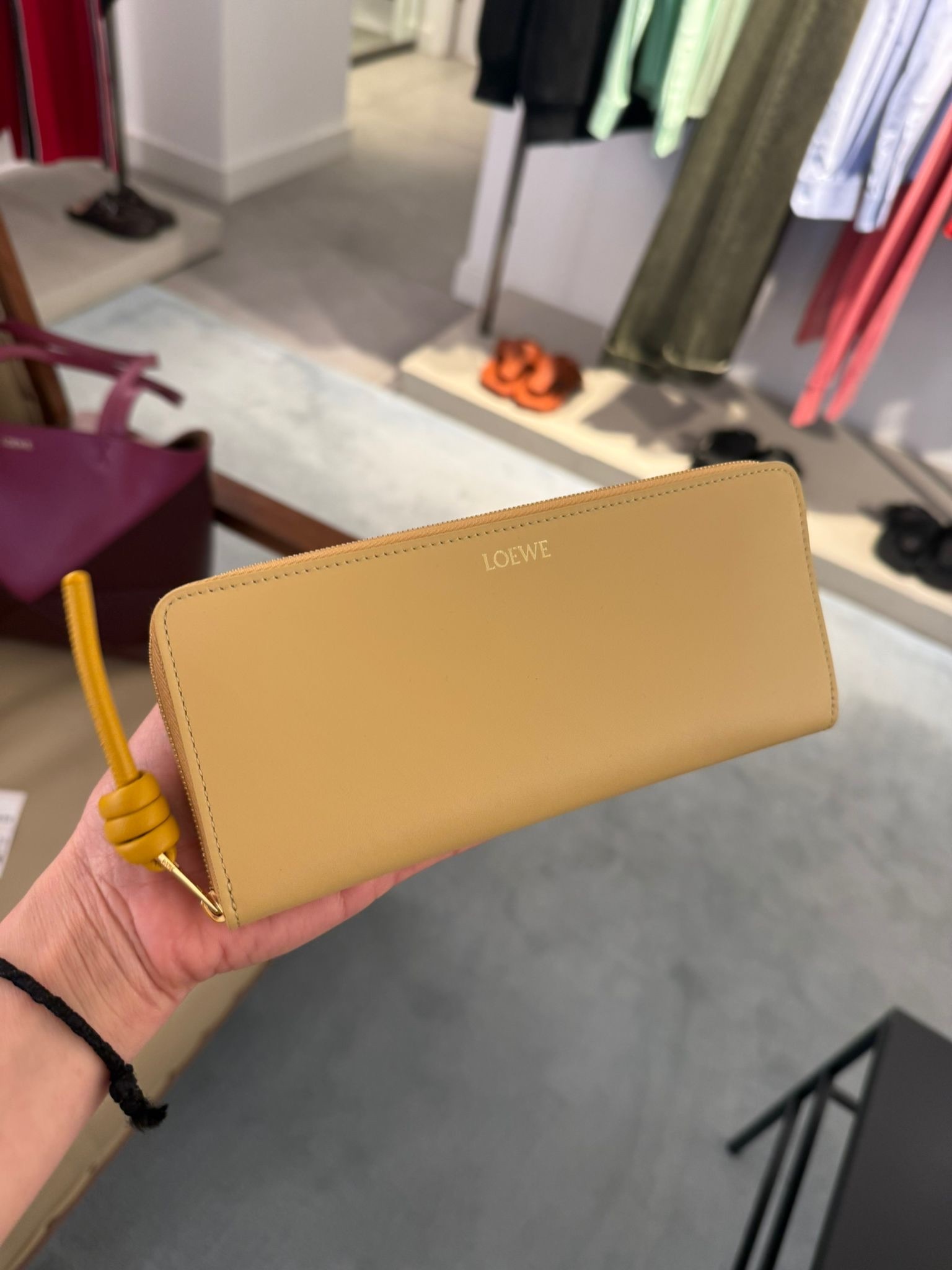 Loewe Knot Slim zip around Long Wallet Butter yellow