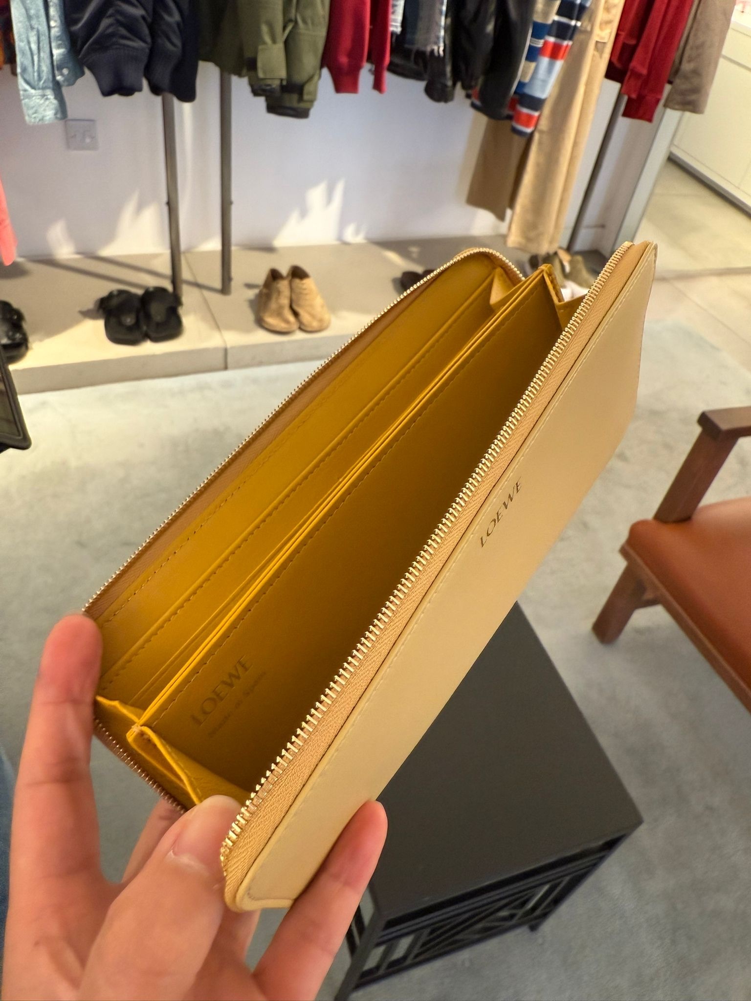 Loewe Knot Slim zip around Long Wallet Butter yellow