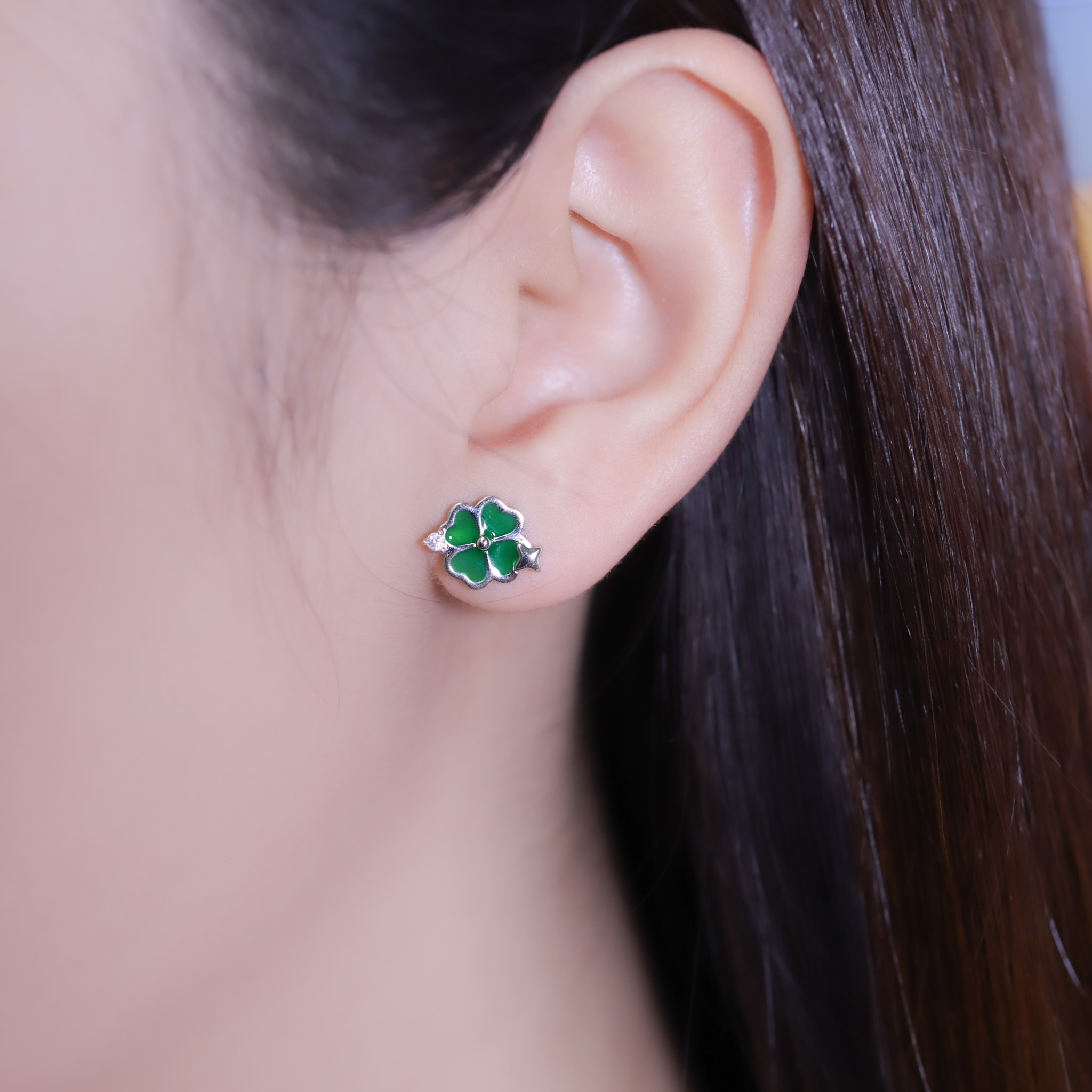 | 925純銀・厚鍍白金・ 厚鍍玫瑰金 | 聚集小幸福耳環 (銀/玫瑰金) | EA0996 |