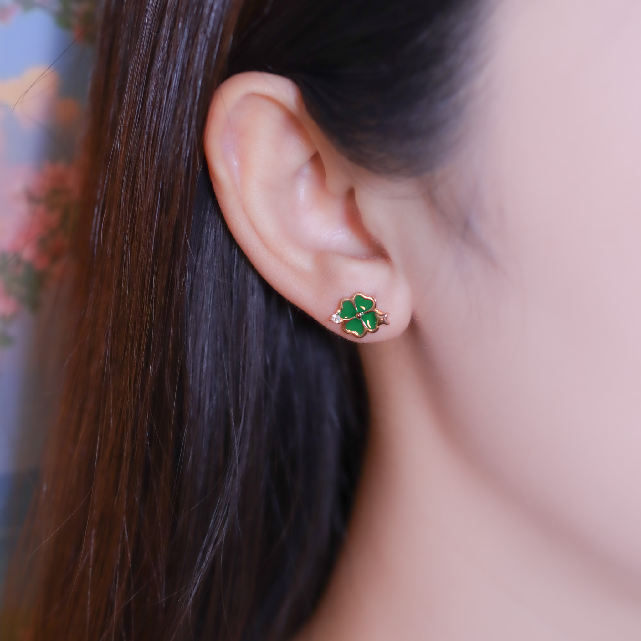 | 925純銀・厚鍍白金・ 厚鍍玫瑰金 | 聚集小幸福耳環 (銀/玫瑰金) | EA0996 |