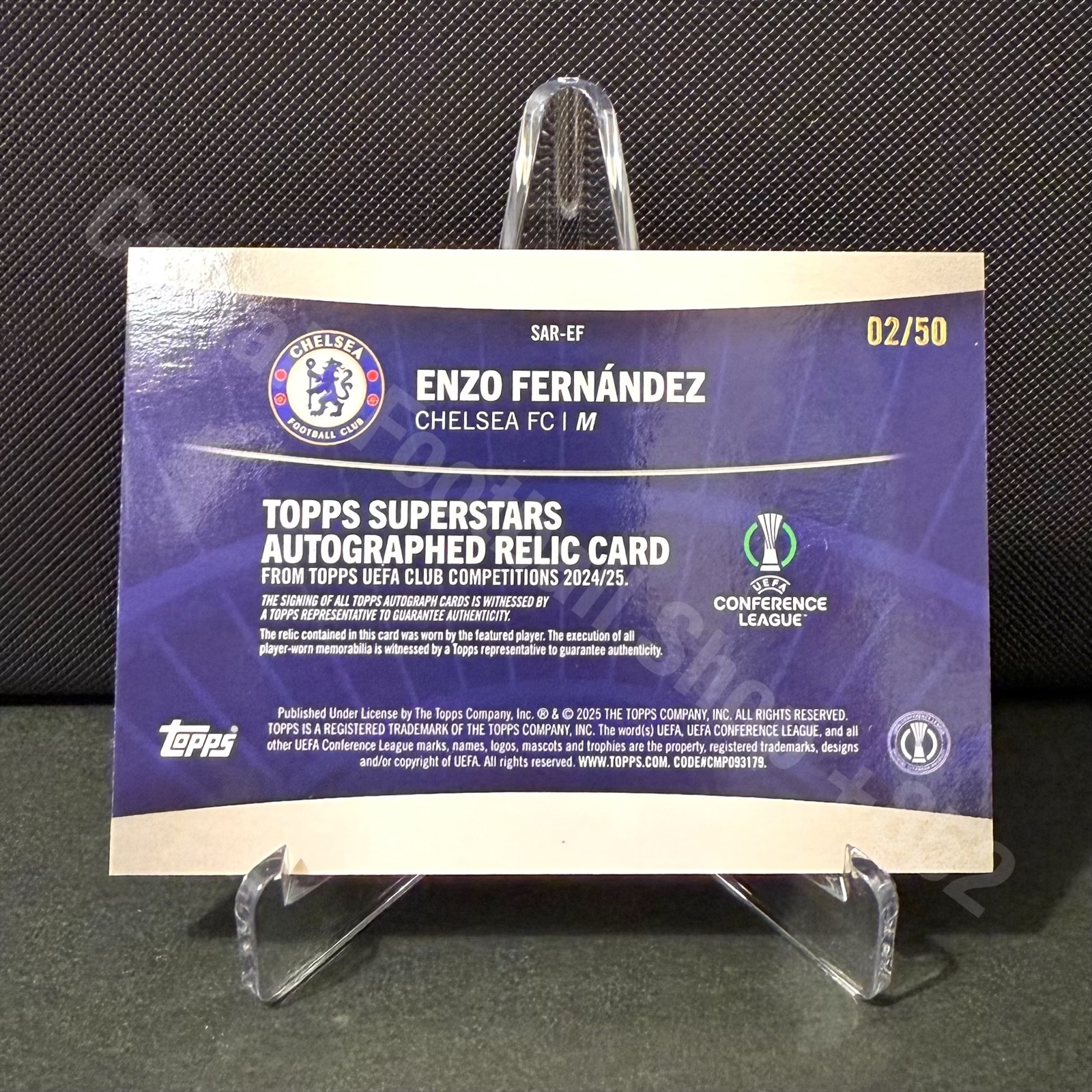 2024-2025 Topps UCC Flagship Chelsea Enzo Fernandez Auto Match Worn Relic Card 02/50