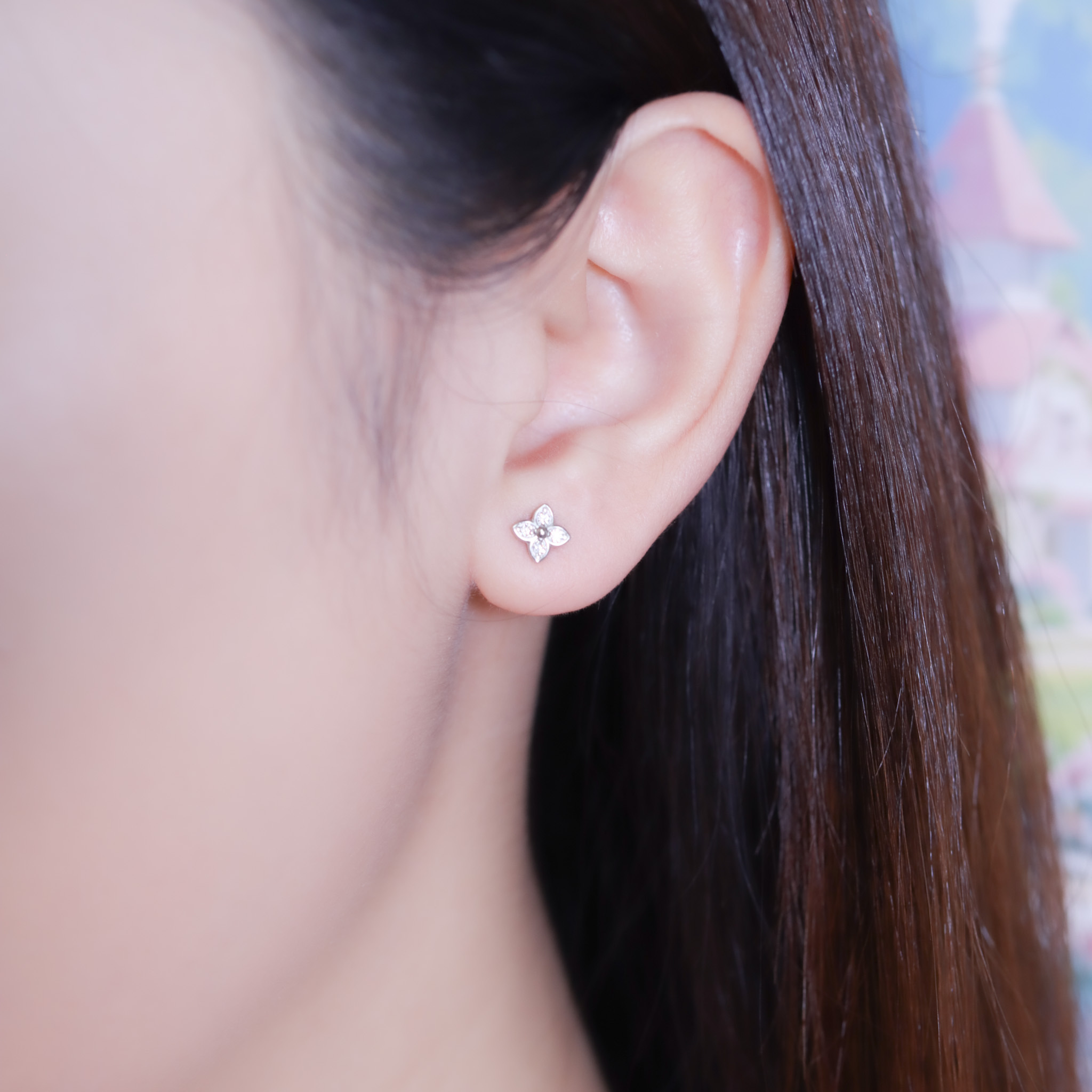 | 925純銀・厚鍍白金 | 知足的幸福耳環 | EA0991 |