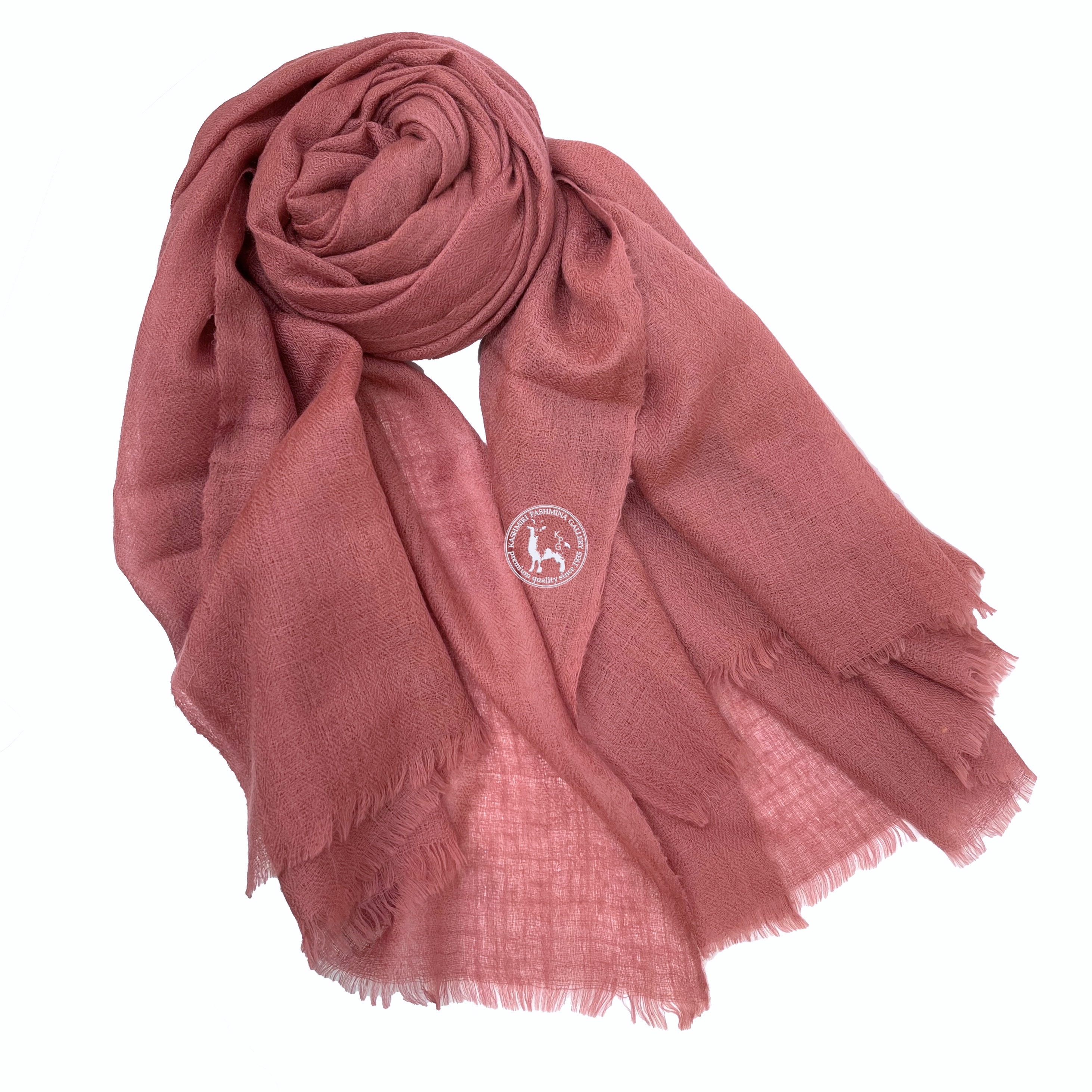 磚紅色喀什米爾手工編織 Shahmina羊絨披肩圍巾