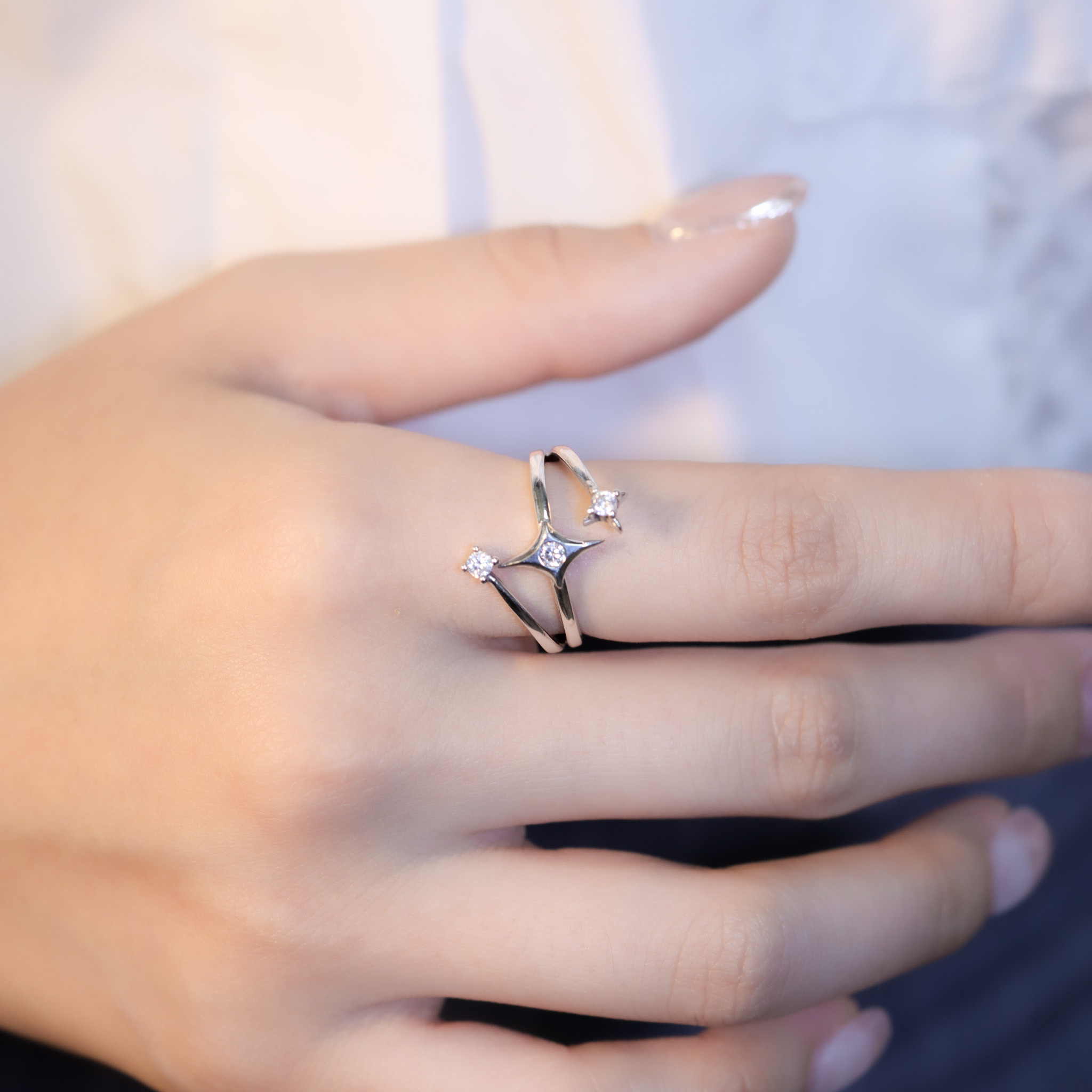 | 925純銀・厚鍍白金 | 星辰小諾戒指  | RI0884 |