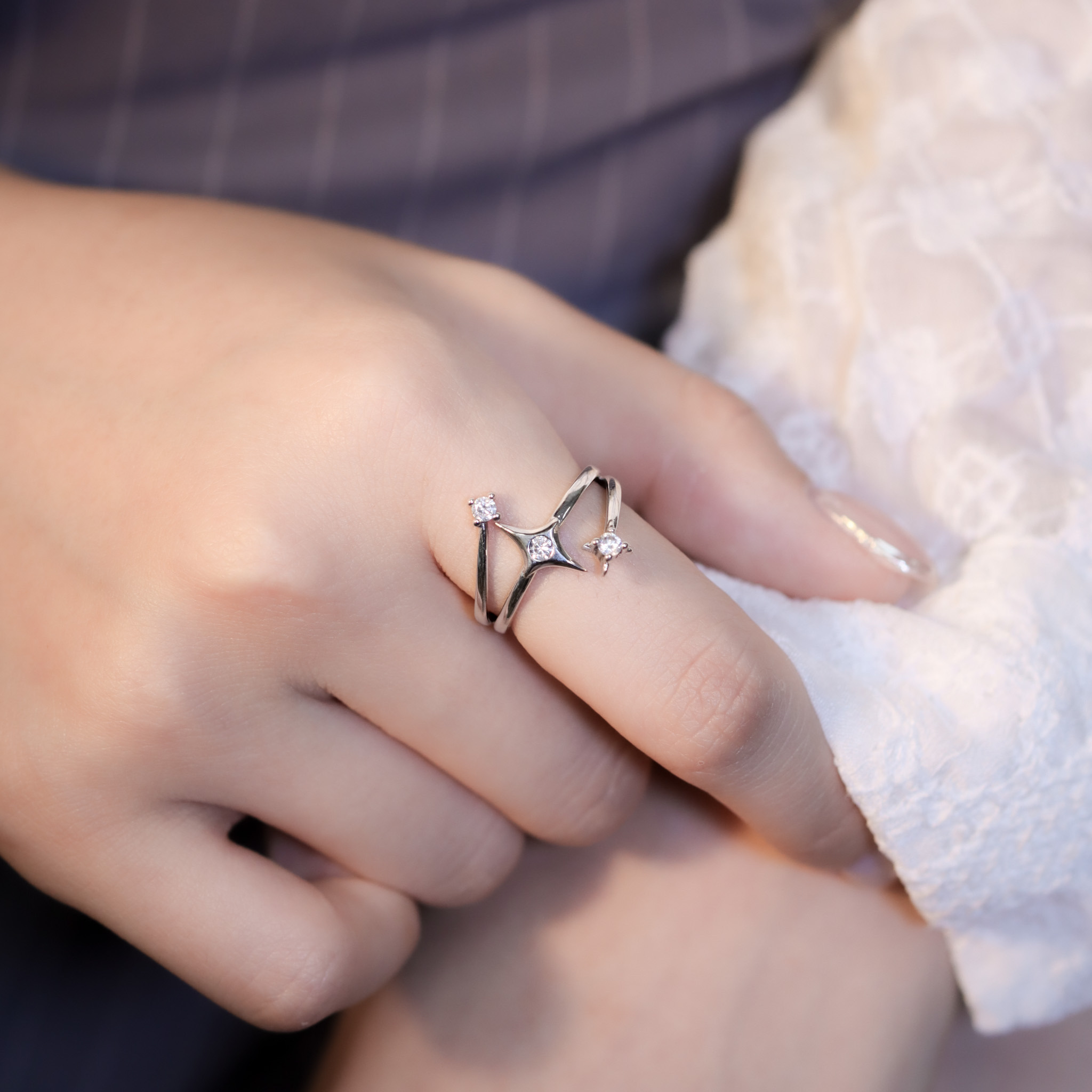 | 925純銀・厚鍍白金 | 星辰小諾戒指  | RI0884 |