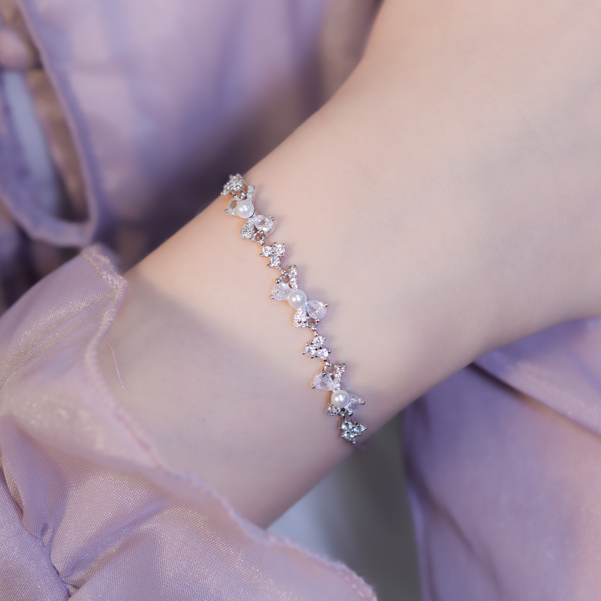 | 925純銀・白金・珍珠 | 珍貴許願結手鏈 | BR1343 |