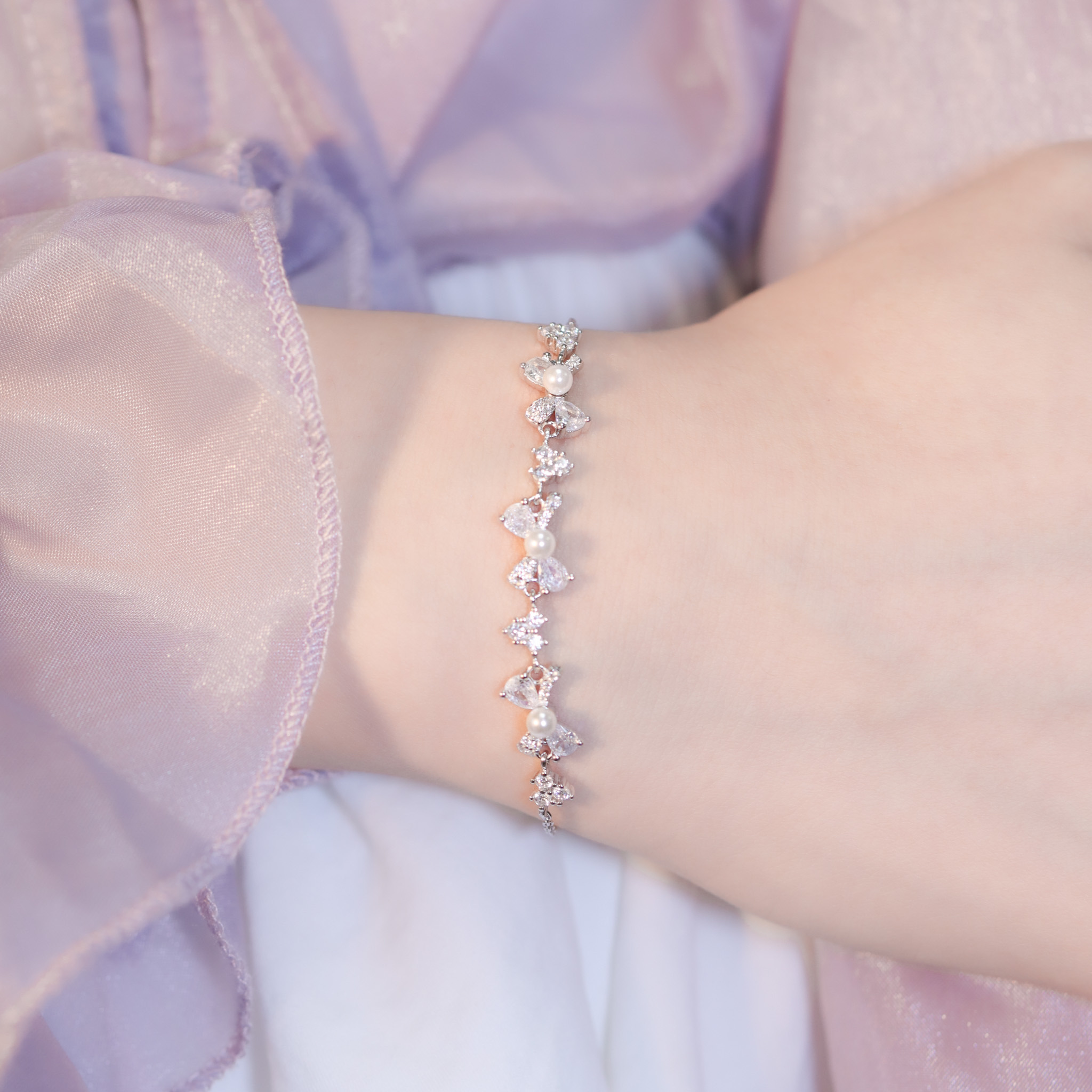 | 925純銀・白金・珍珠 | 珍貴許願結手鏈 | BR1343 |