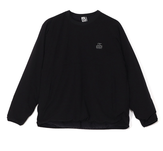 CHUMS Men’s Airtrail Stretch Padded Crew Top – Black | Lightweight Thermal Synthetic Layer for Outdoor & Casual  JUN25