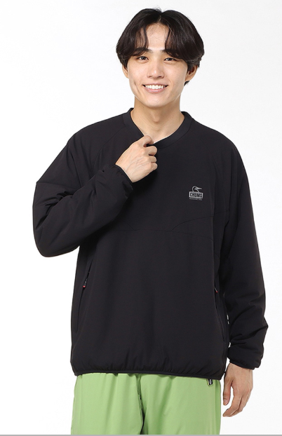 CHUMS Men’s Airtrail Stretch Padded Crew Top – Black | Lightweight Thermal Synthetic Layer for Outdoor & Casual  JUN25