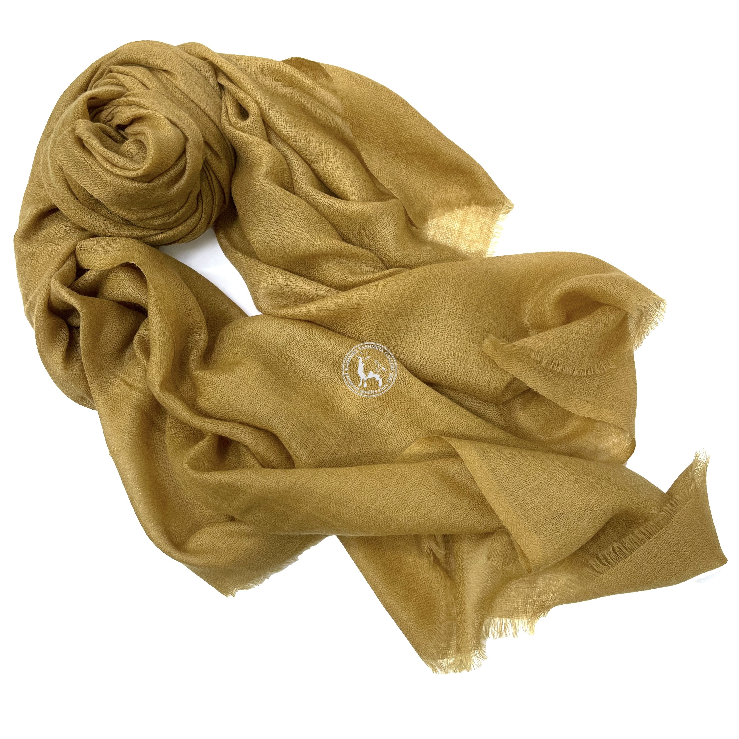 深金菊色喀什米爾手工編織 Shahmina羊絨披肩圍巾