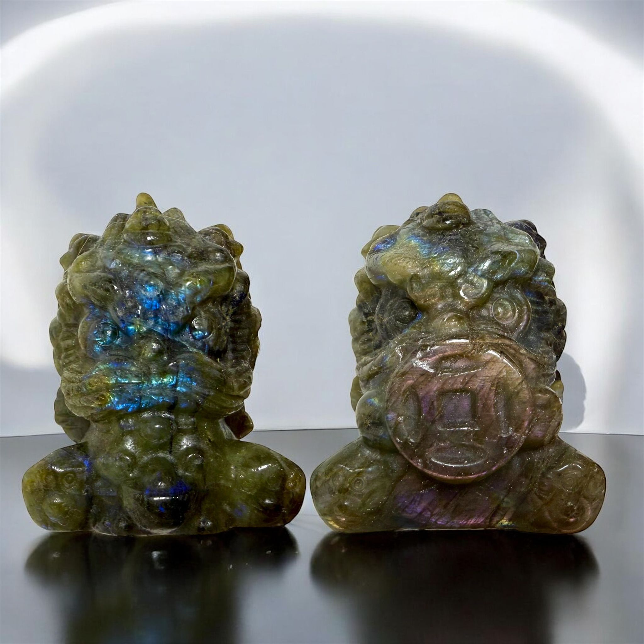 拉長石醒獅咬金寶寶擺件