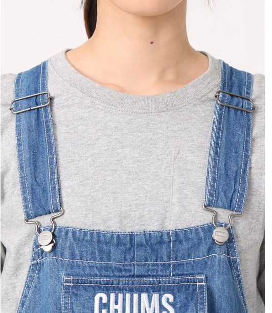 CHUMS Women’s Beaver All Over The Overall Gaucho Pants – Light Indigo | Denim Wide-Leg Overalls with Straps JUN25