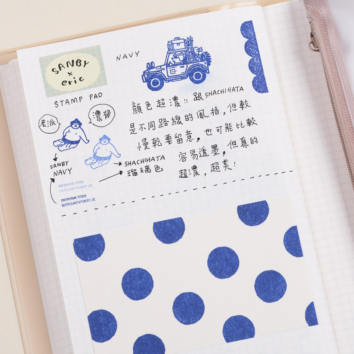 【SANBY × eric 聯名印台 2025】海軍藍色 NAVY 油性印台｜SANBY / JAPAN