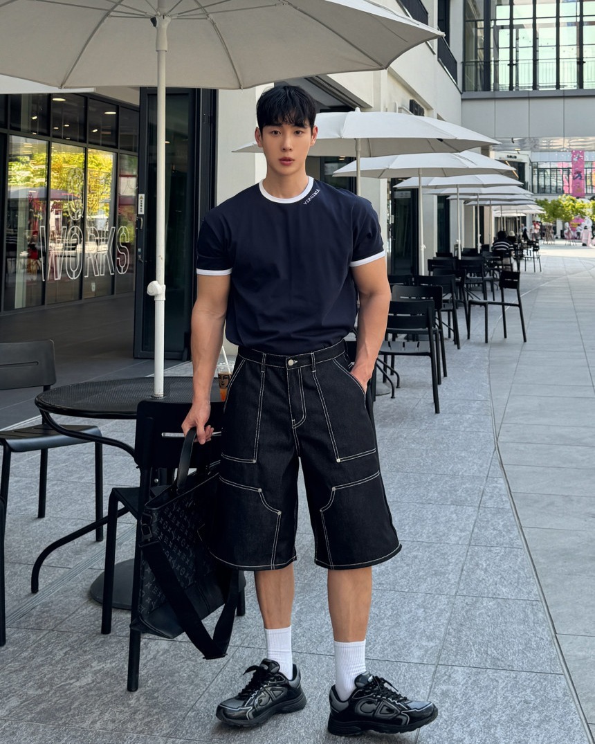 Nop 車線百慕達牛仔短褲