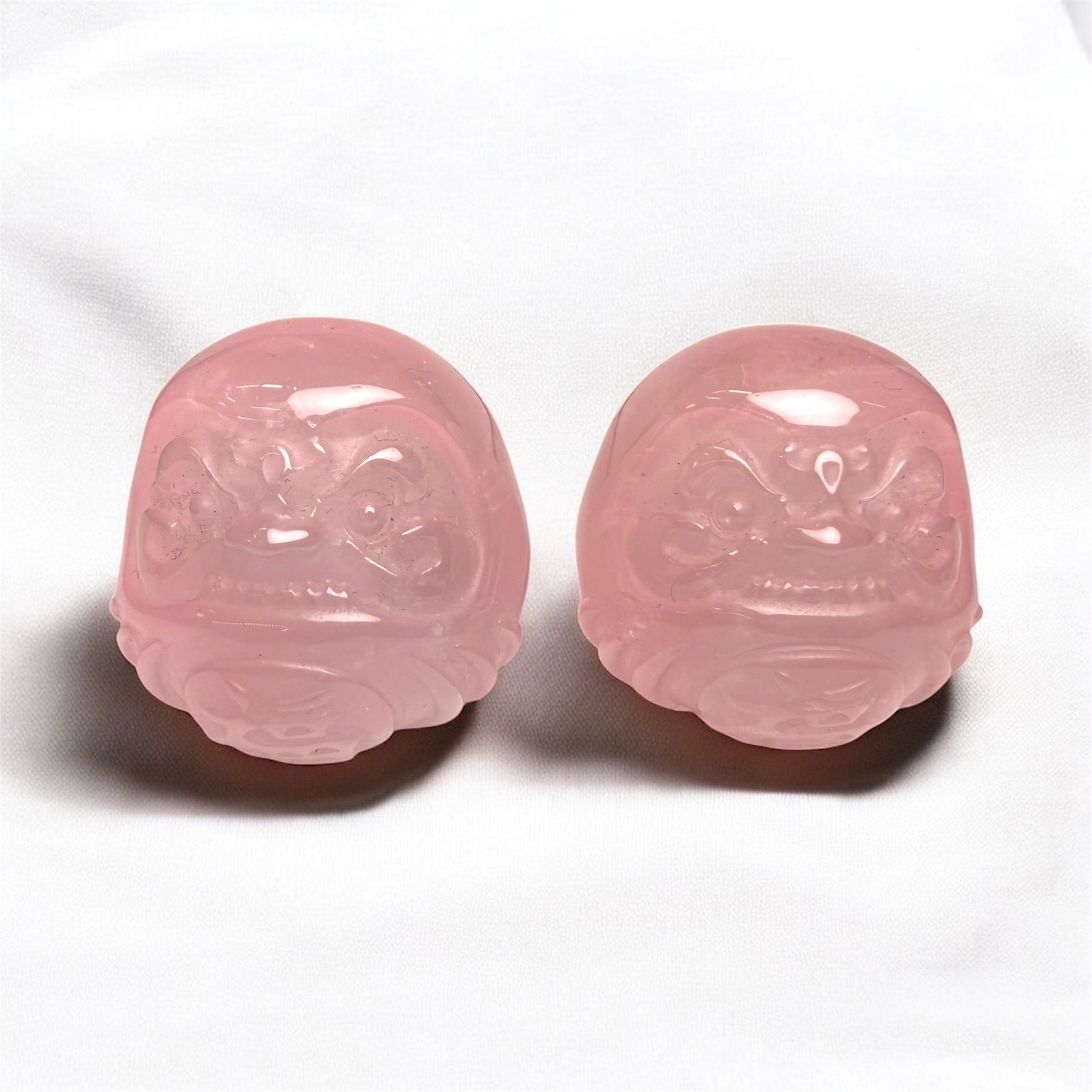 粉晶達摩雕刻擺件1個