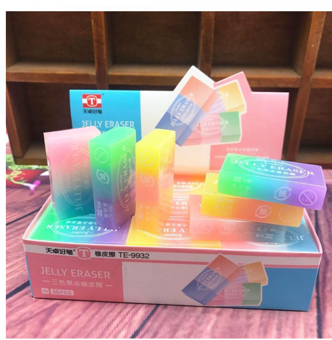 天卓三色果冻七彩橡皮 好用不留痕迹