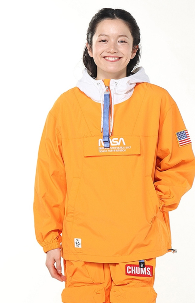 CHUMS × NASA Men’s Space Hoodie – Orange  | Half-Zip Pullover Hoodie with Space-Themed Design JUN25