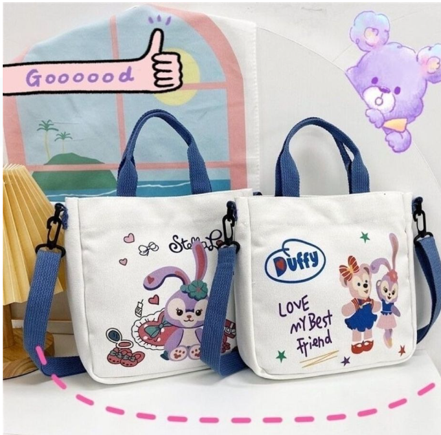 韩国 ins STELLA 学院卡通可爱日系大容量单肩帆布包