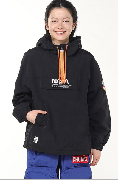 CHUMS × NASA Men’s Space Hoodie – Black | Limited Half-Zip Pullover Hoodie with Space-Themed Design JUN25