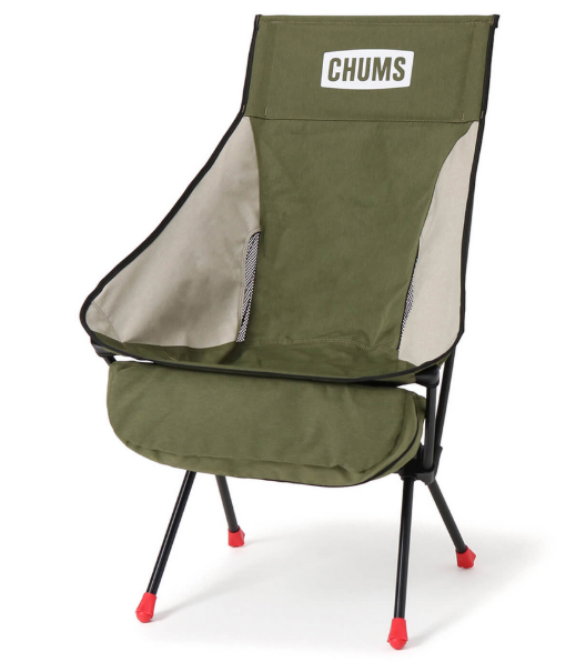 CHUMS Compact Chair Booby Foot High – Olive Green/Gray | Foldable High-Back Camping Chair JUN25