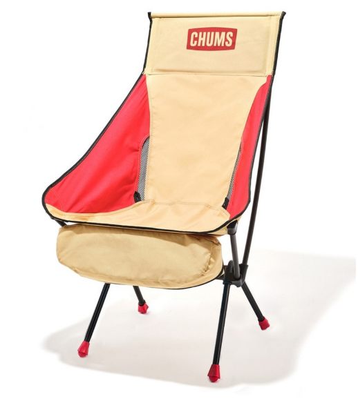 CHUMS Compact Chair Booby Foot High – Olive /Beige/Red | Foldable High-Back Camping Chair JUN25
