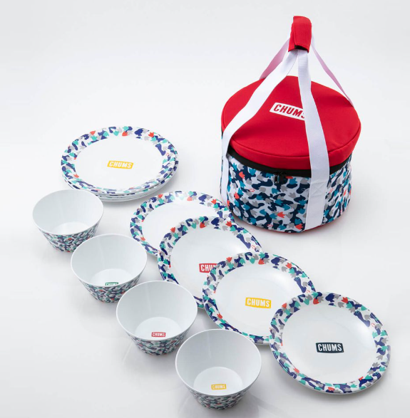 CHUMS Melamine Dish Set – Footprint Camo | Lightweight, Durable Outdoor Tableware Set JUN25