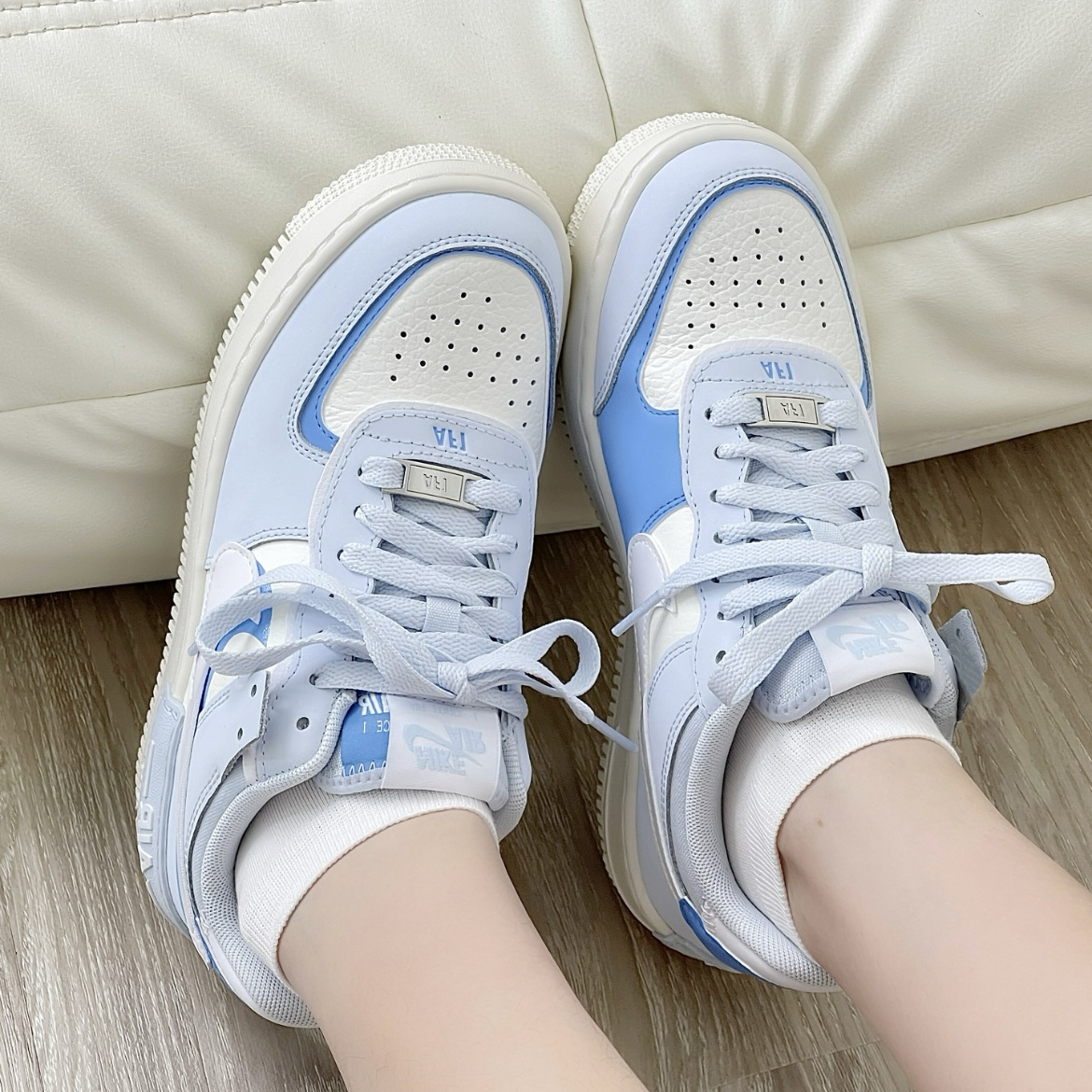 Nike Air Force 1 Shadow 蘇打汽水 白藍 寶寶藍 拼接 解構 奶油底 女鞋