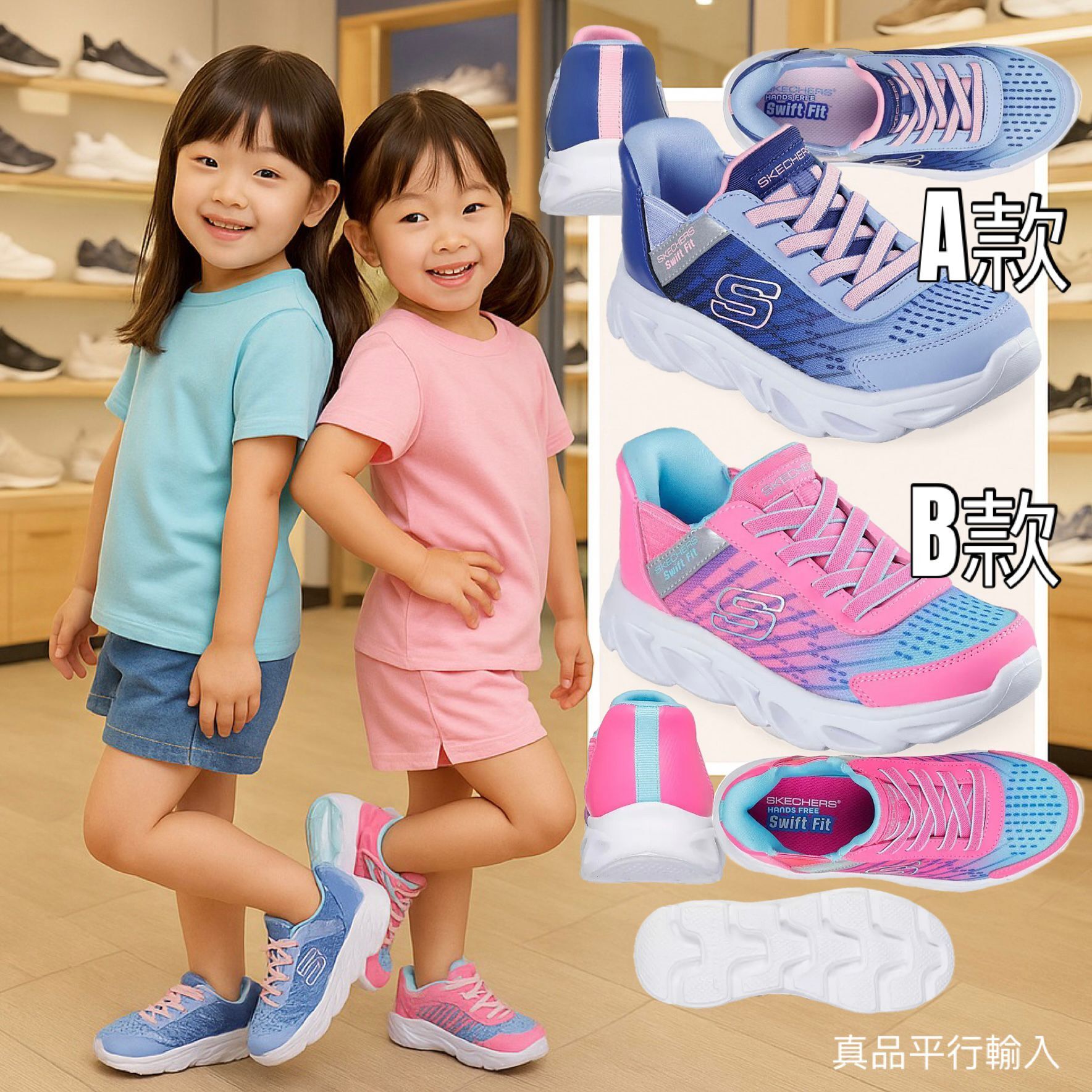 【預購】Skechers G061354 女童Hands Free Swift Fit Flex波鞋