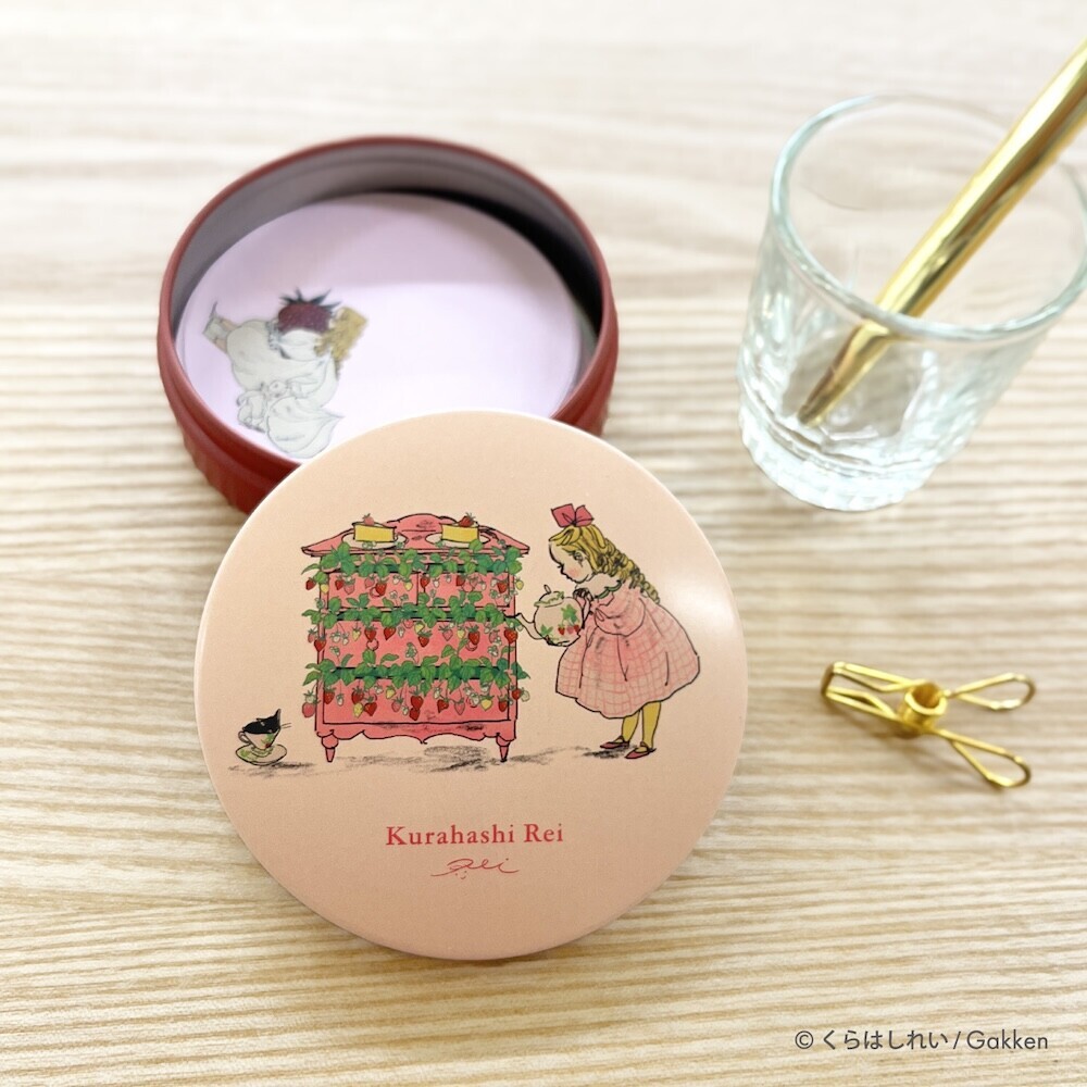 草莓與女孩 鐵盒罐裡的備忘錄 50枚便條紙｜日本Kurahashirei