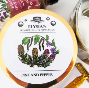 Elysian Pine & Pepper Men's Shaving Soap, Tallow and Shea Butter, 4 oz