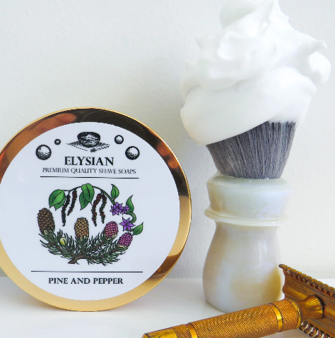 Elysian Pine & Pepper Men's Shaving Soap, Tallow and Shea Butter, 4 oz