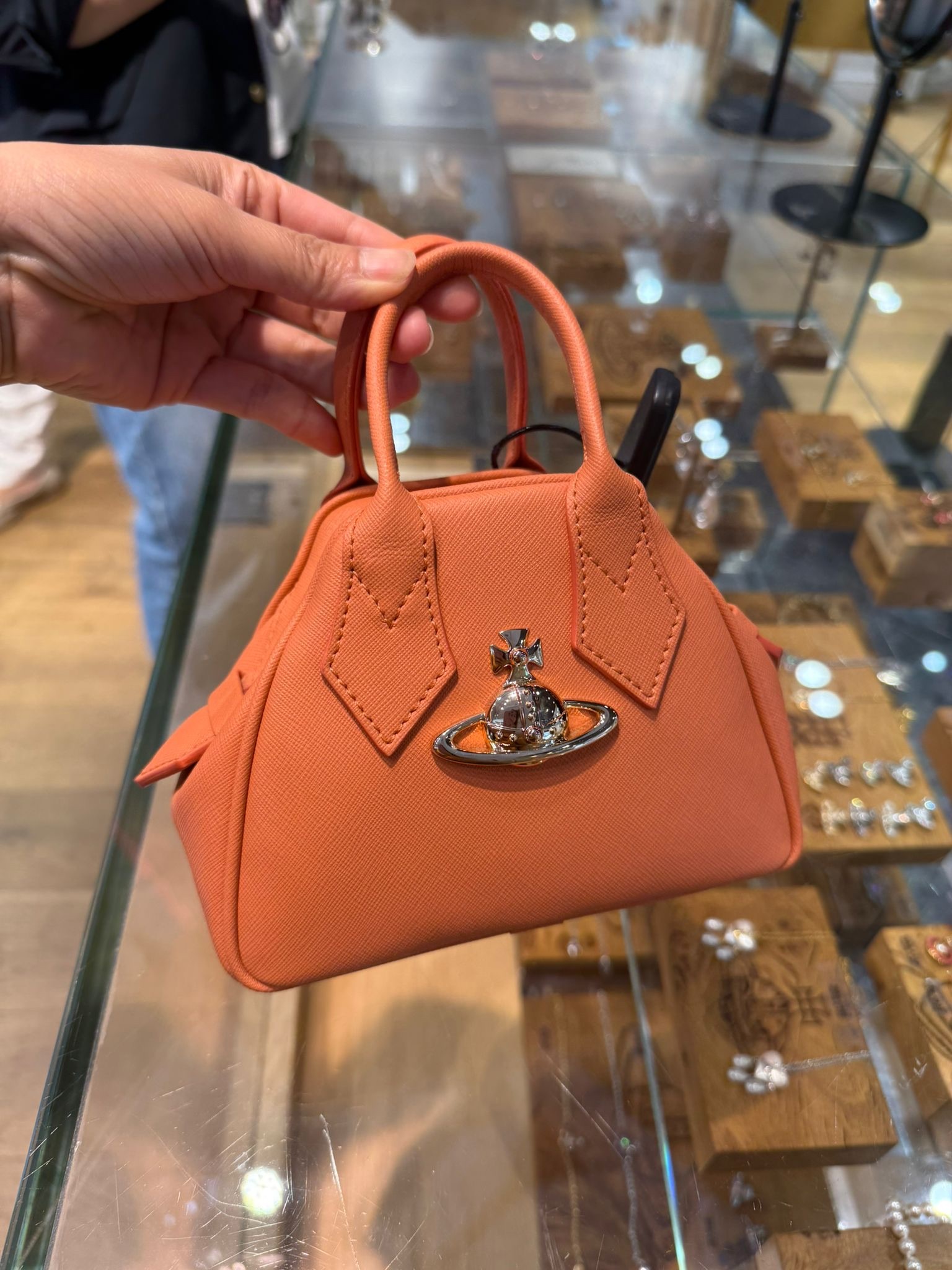 Vivienne Westwood Saffiano mini yasmine top handle bag orange