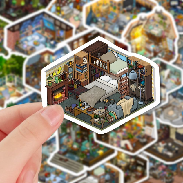 日系建筑插画创意场景贴（56张）