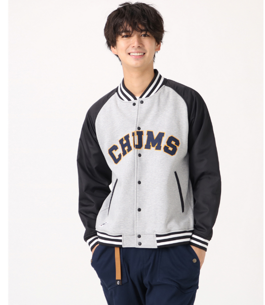 CHUMS Men’s Myton College Stadium Jumper – Gray | Varsity-Style Baseball Jacket JUN25