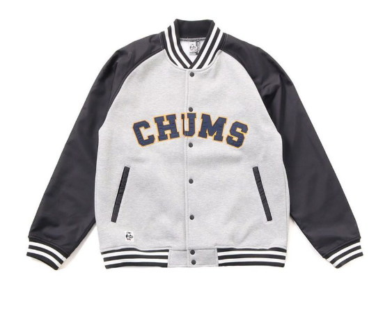 CHUMS Men’s Myton College Stadium Jumper – Gray | Varsity-Style Baseball Jacket JUN25