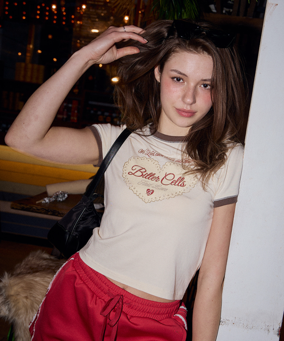 bittercells - julie lace ringer tee (cream)