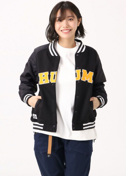 CHUMS Women’s Myton College Stadium Jumper – Black | Varsity-Style Baseball Jacket JUN25