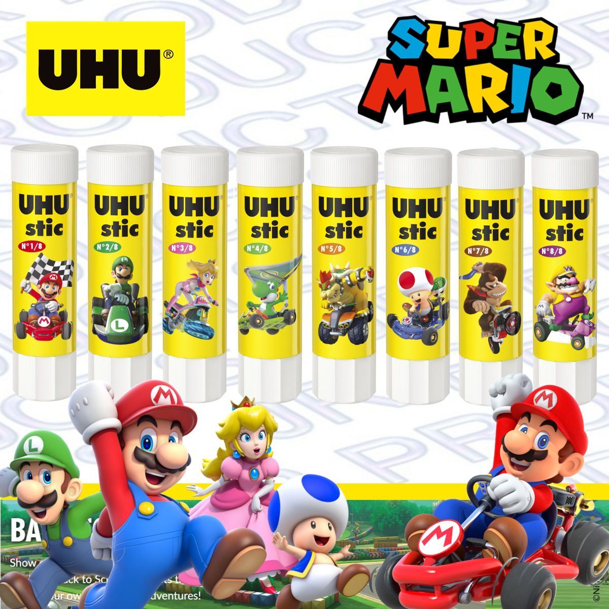 UHU - 德國UHU® 槳糊筆, 8.2克 孖寶兄弟賽車特別版 - 全套8支 不同款《香港行貨》